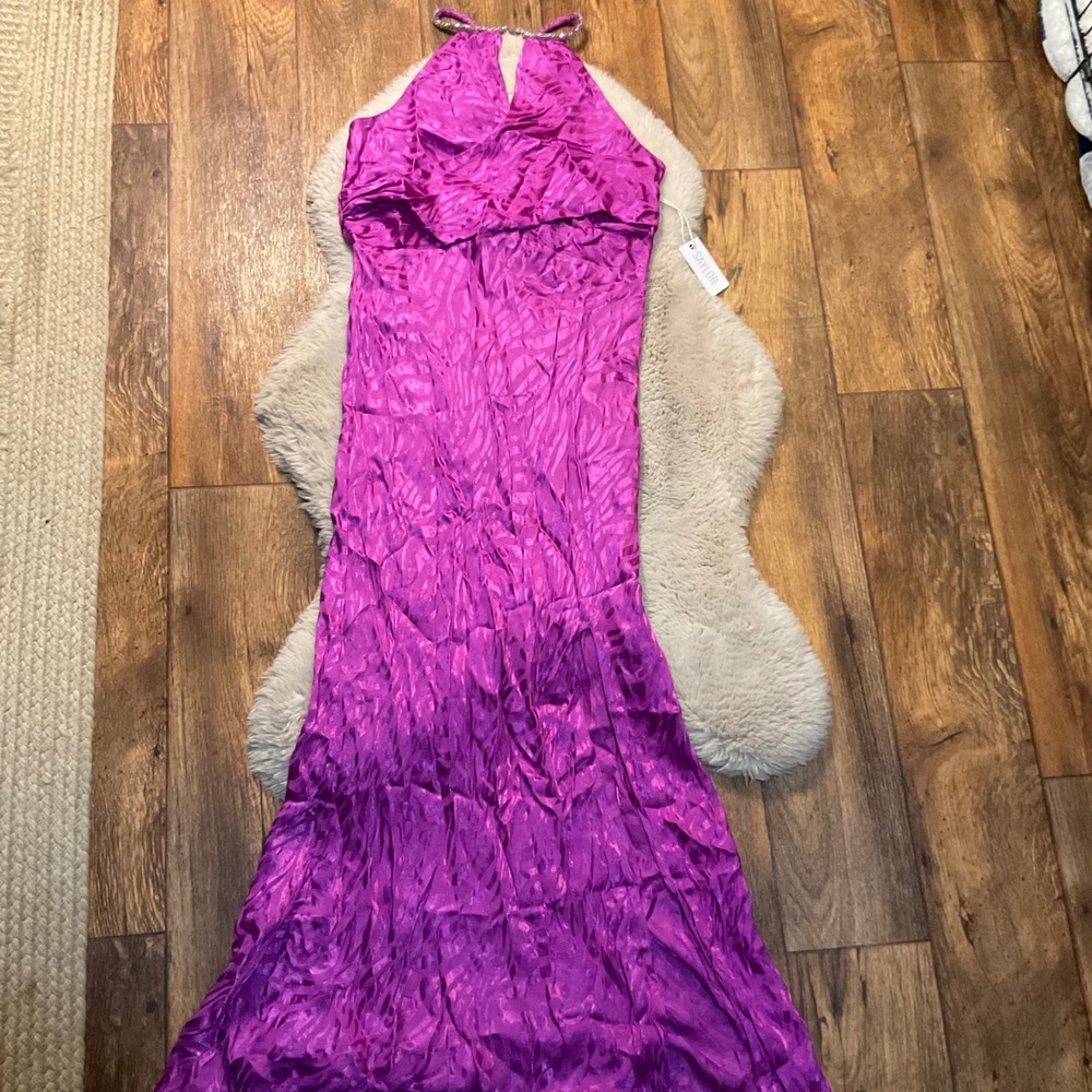 Saylor Meadow Maxi Pippen‎ Halter Dress Size Large Fuscia Purple  Womens